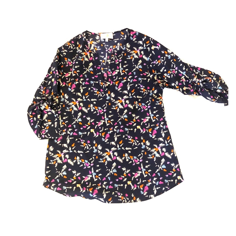 Collective Concepts 3/4 length button sleeve shirt